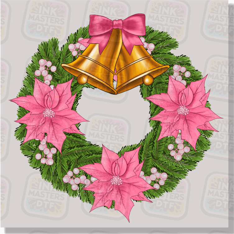Pink Christmas Wreath DTF Transfer - Ink Masters DTF