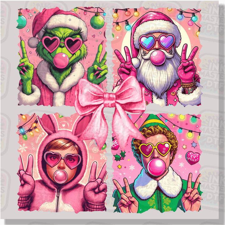Pink Merry Christmas Movies DTF Transfer