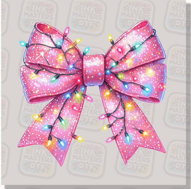 Pink Shimmer Christmas Bow DTF Transfer - Ink Masters DTF