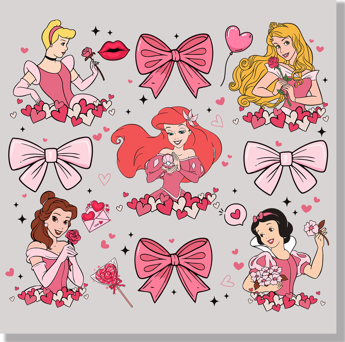 Princess And Bows Valentines Day DTF Transfer - Ink Masters DTF