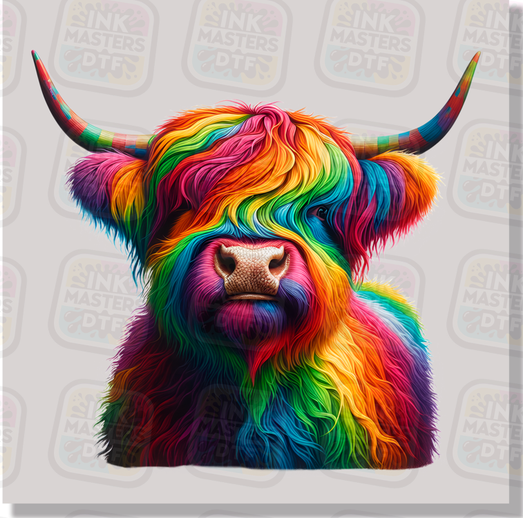 Rainbow Pride Highland Cow DTF Transfer - Ink Masters DTF