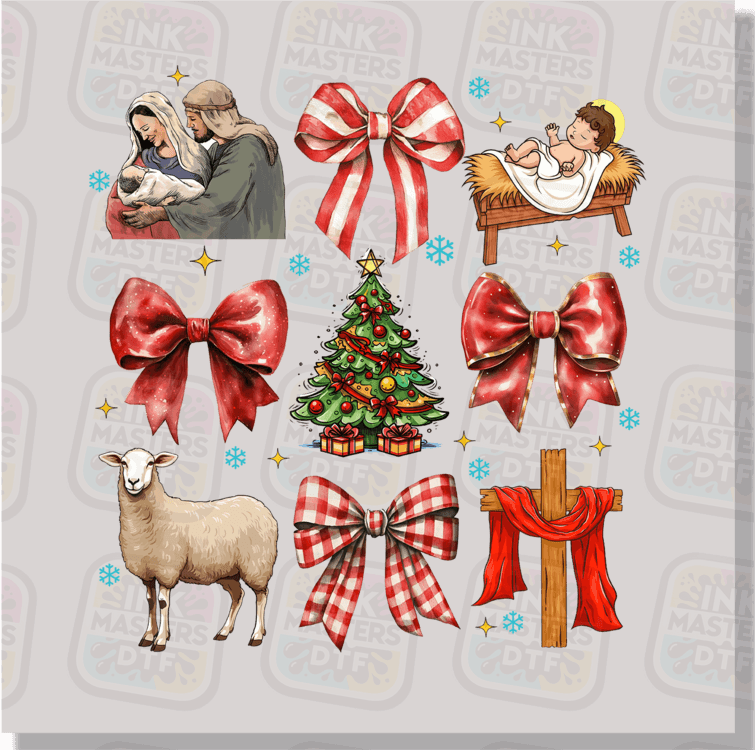 Religious Christmas And Bows DTF Transfer - Ink Masters DTF