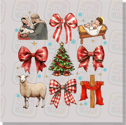 Religious Christmas And Bows DTF Transfer - Ink Masters DTF