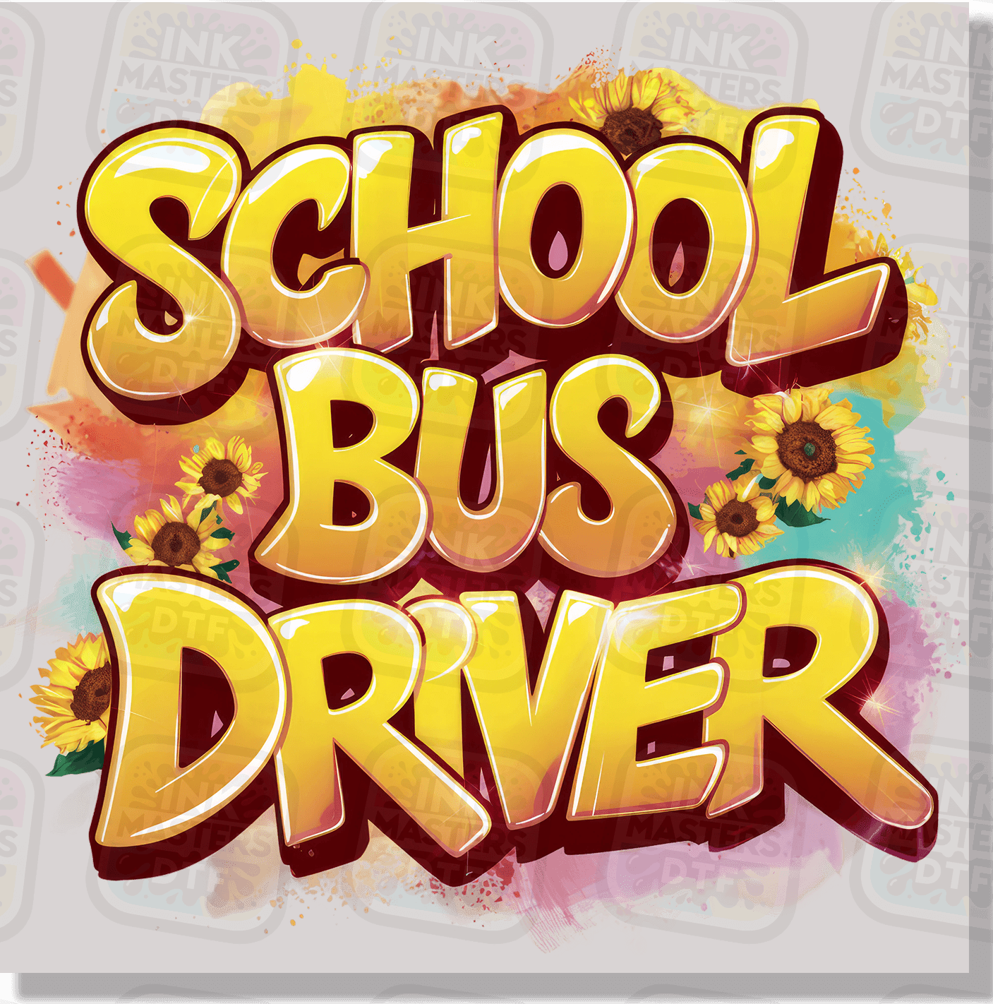 School Bus Driver Graffiti With Flowers DTF Transfer - Ink Masters DTF