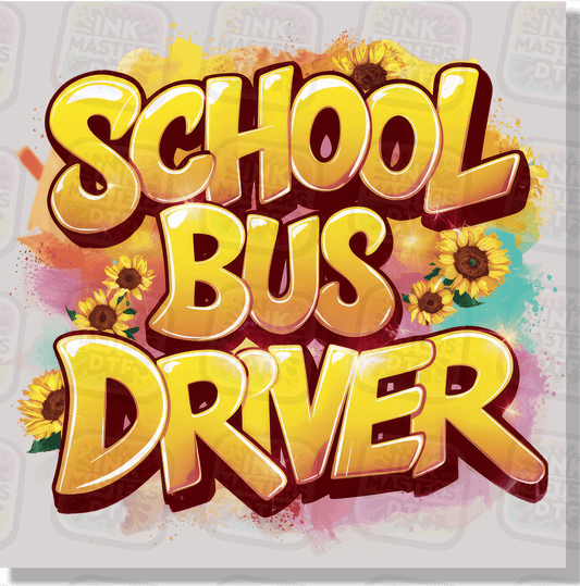 School Bus Driver Graffiti With Flowers DTF Transfer - Ink Masters DTF
