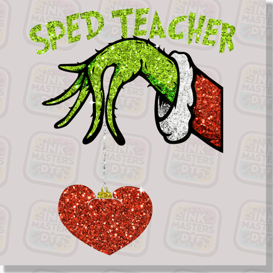 SPED Teacher Green Christmas Monster Holding Ornament DTF Transfer - Ink Masters DTF