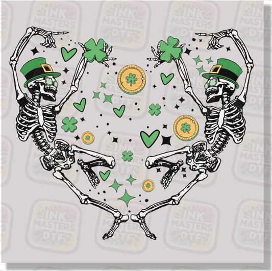 St. Patricks Skeleton Heart DTF Transfer - Ink Masters DTF