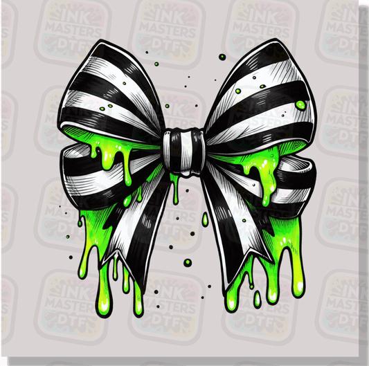 Striped Toxic Halloween Bow DTF Transfer - Ink Masters DTF