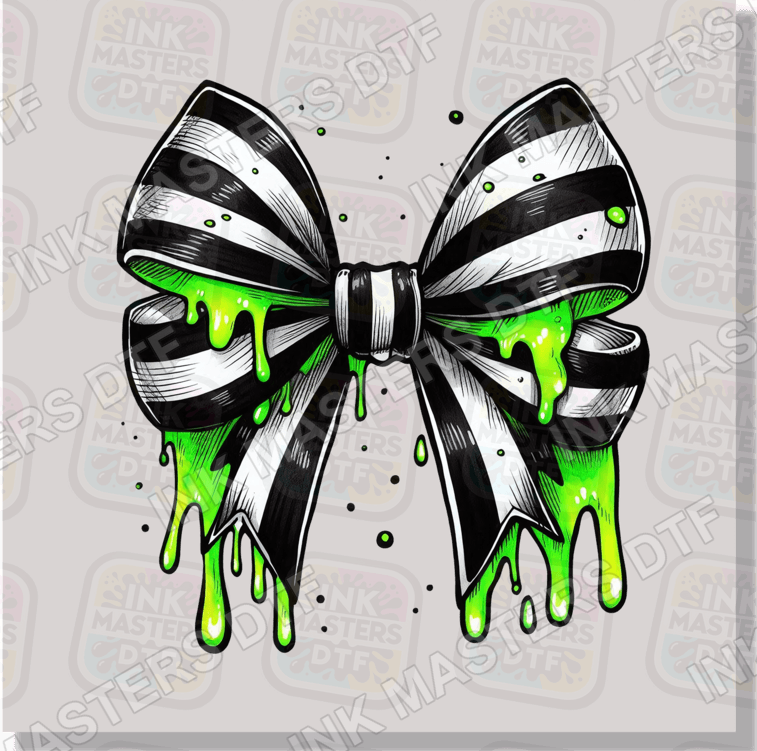 Striped Toxic Halloween Bow DTF Transfer - Ink Masters DTF