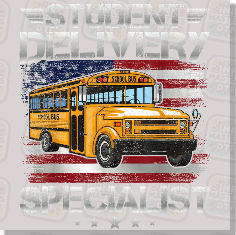 Bus Driver Student Delivery With Flag DTF Transfer - Ink Masters DTF