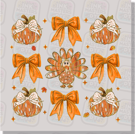 Thanksgiving Turkey And Bows DTF Transfer - Ink Masters DTF