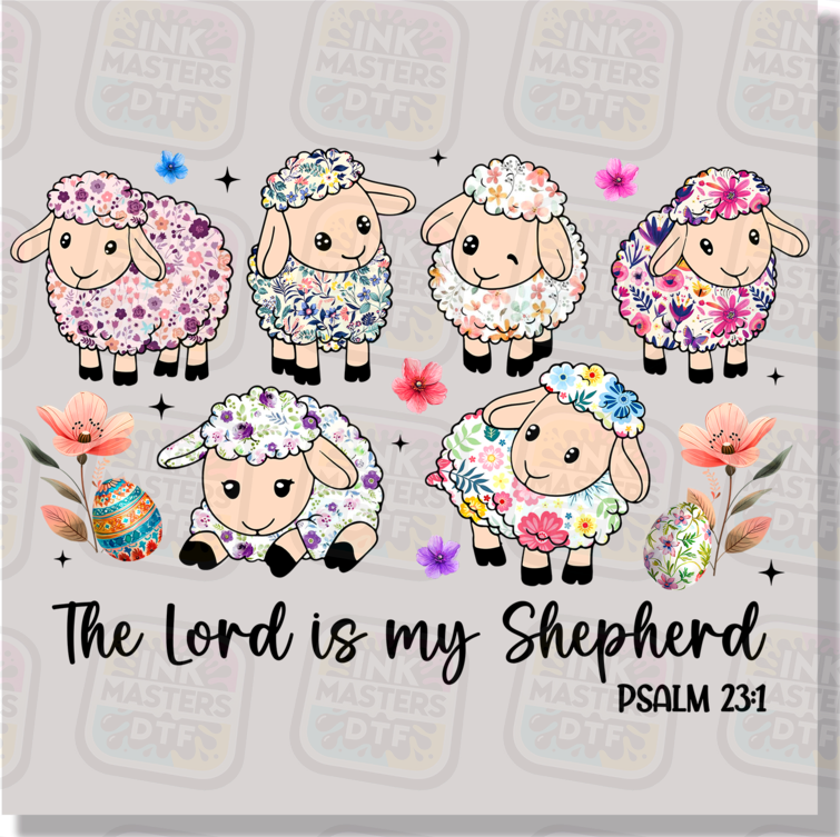 The Lord Is My Shepard Floral Lambs DTF Transfer