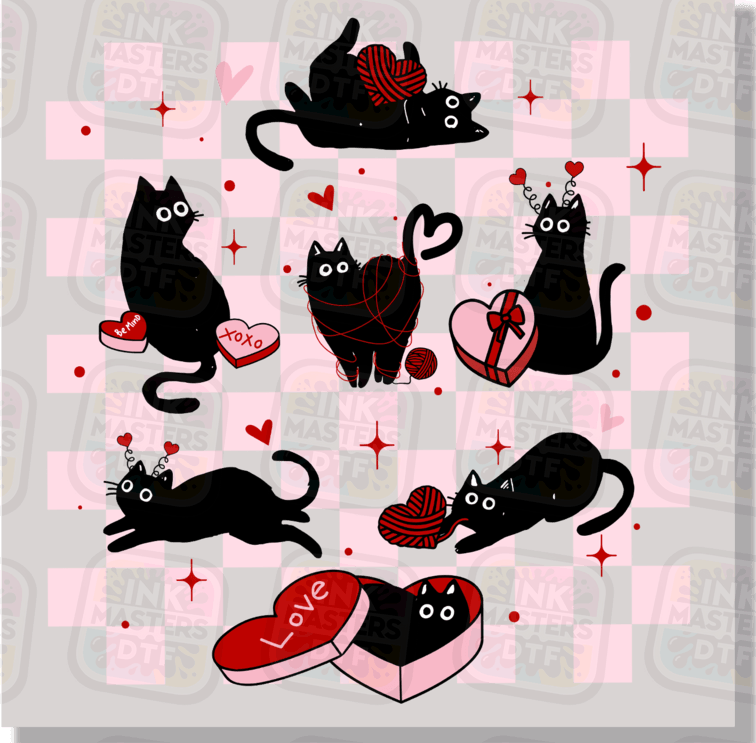 Valentine Cat DTF Transfer - Ink Masters DTF
