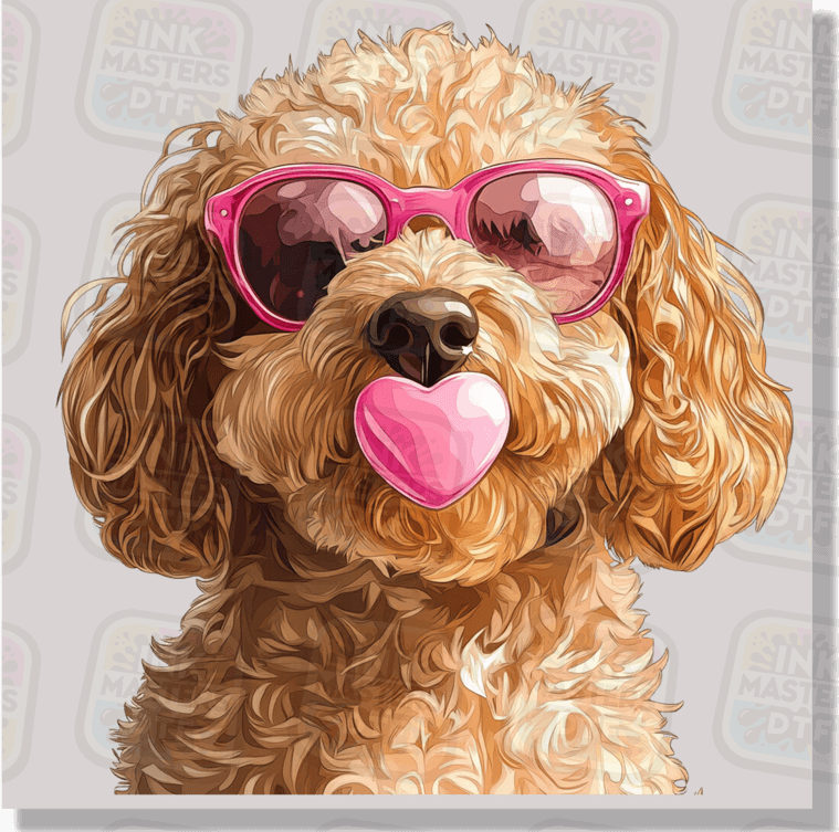 Valentine Golden Doodle Pup DTF Transfer - Ink Masters DTF