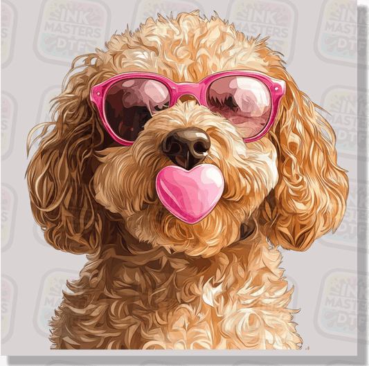 Valentine Golden Doodle Pup DTF Transfer - Ink Masters DTF