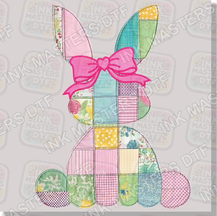 Vintage Fuax Fabric Patches Easter Bunny DTF Transfer - Ink Masters DTF