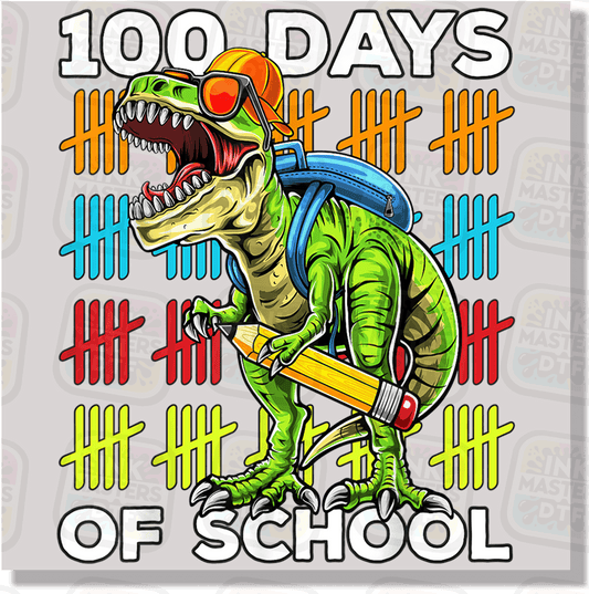 100 Days Of School T-Rex DTF Transfer - Ink Masters DTF