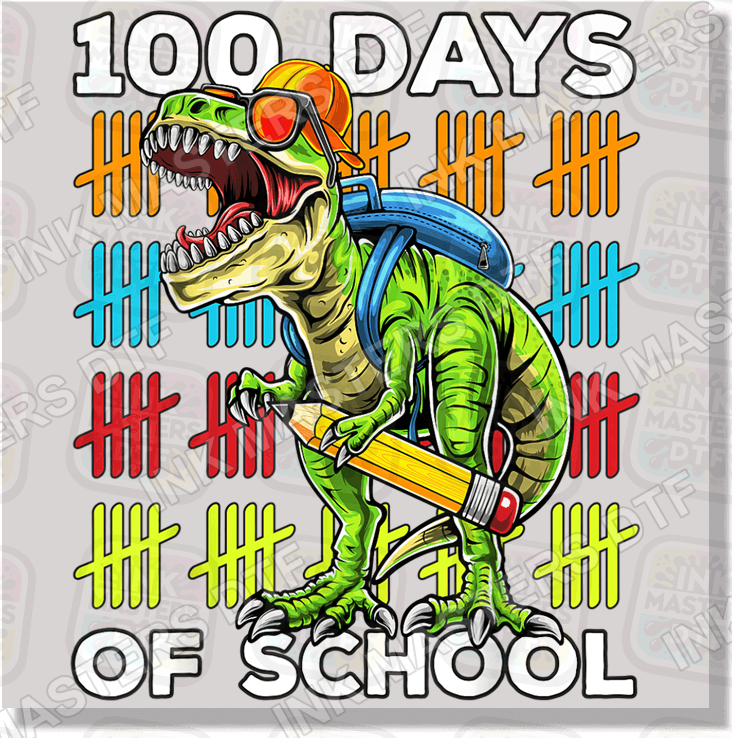 100 Days Of School T-Rex DTF Transfer - Ink Masters DTF