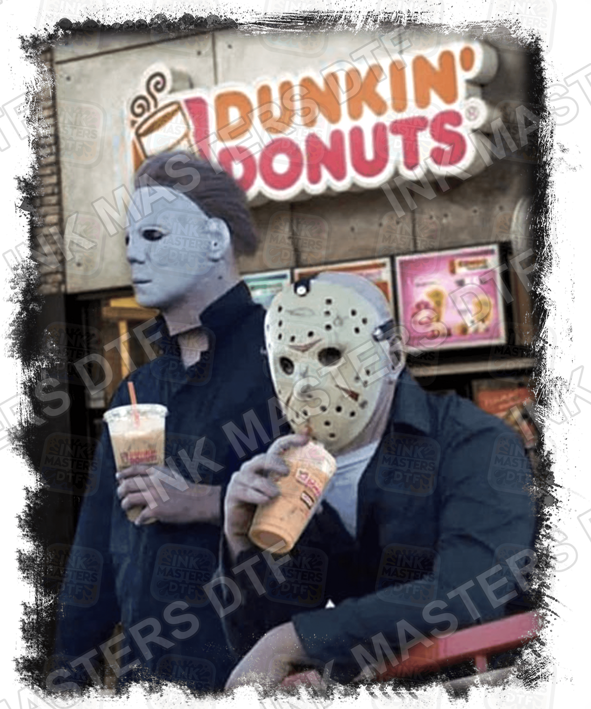 Michael & Jason Drinking Iced Coffee DTF Transfer - Ink Masters DTF