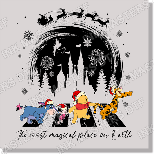 Abbey Road Winnie The Pooh Black Chriistams DTF Transfer