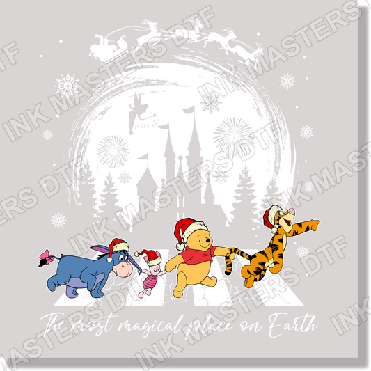Abbey Road Winnie The Pooh White Christmas DTF Transfer