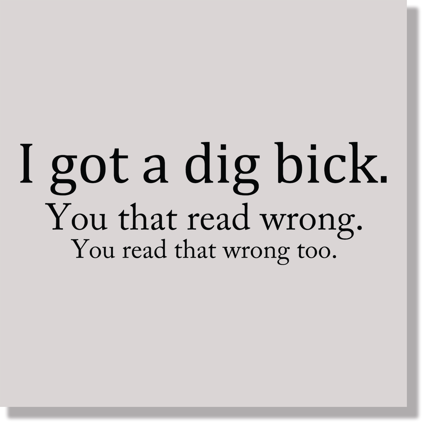 Adult Humor I Got A Dig Bick Funny Black Text  DTF Transfer