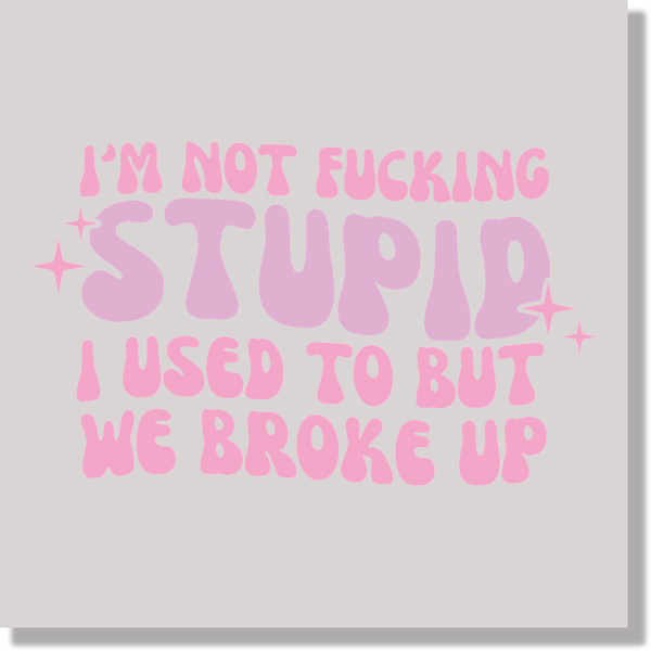 Adult Humor I'm Not Fucking Stupid I Used To Be But We Broke Up Funny DTF Transfer