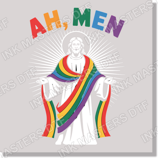 Ah Men Jesus Christian Funny Pride DTF Transfer