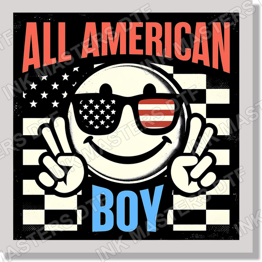 All American Boy Fourth Of July Kids  DTF Transfer