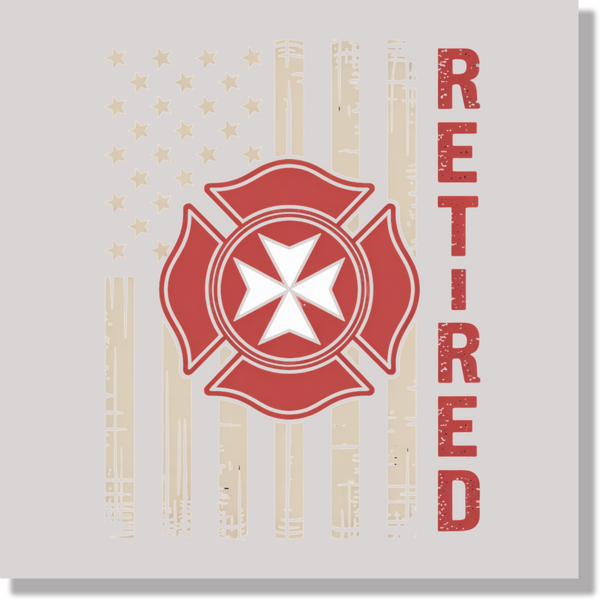 American Flag Retired Firefighter 4th Of July & Patriotic  DTF Transfer