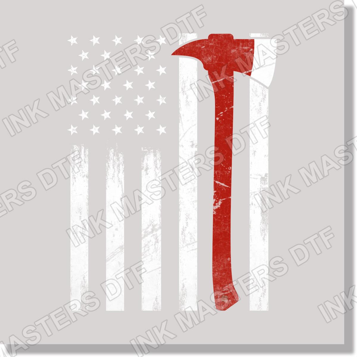 American Flag With Firefighter Axe 4th of July & Patriotic  DTF Transfer