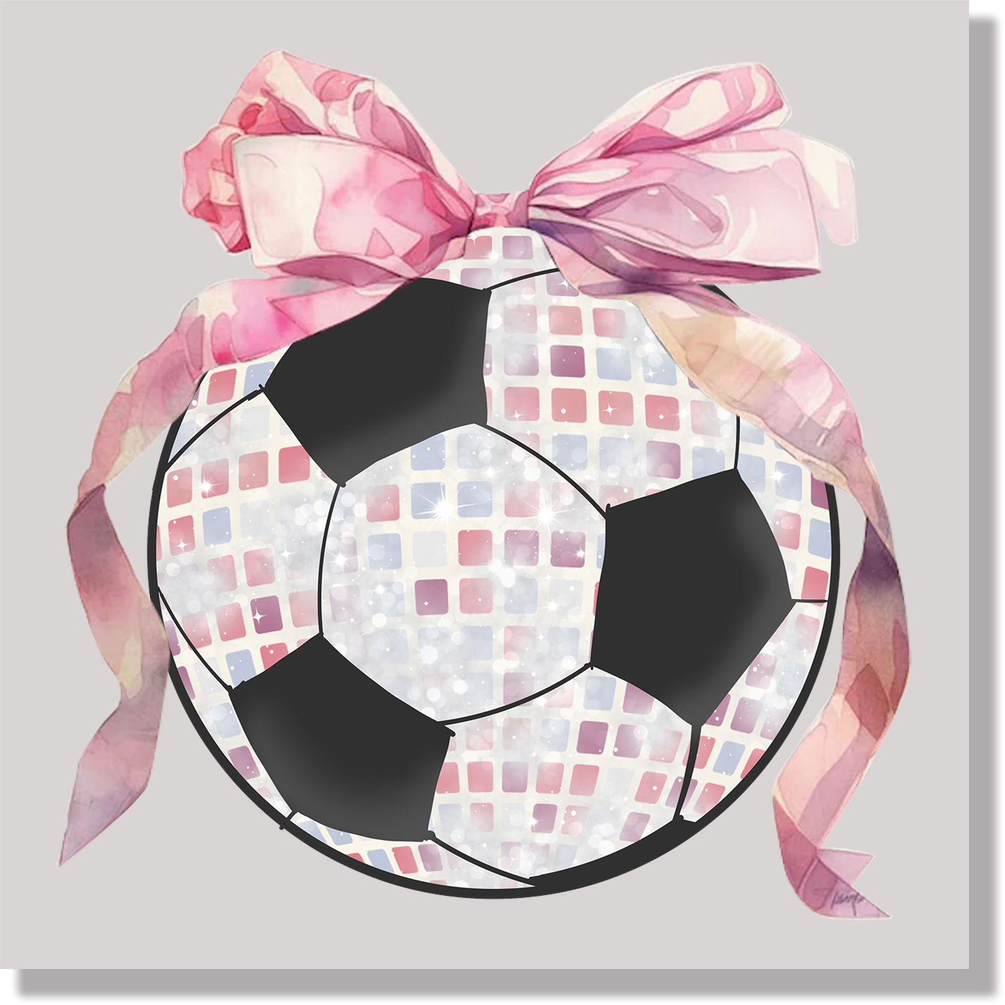 Big Disco Pink Bow Soccer Ball DTF Transfer