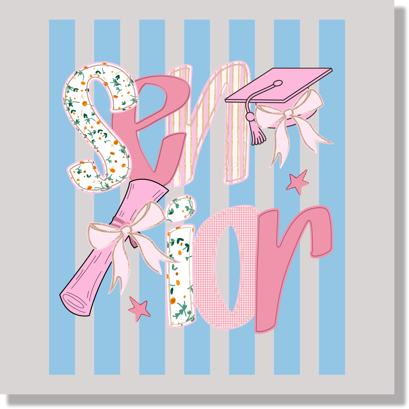 Blue Preppy Stripe Senior DTF Transfer