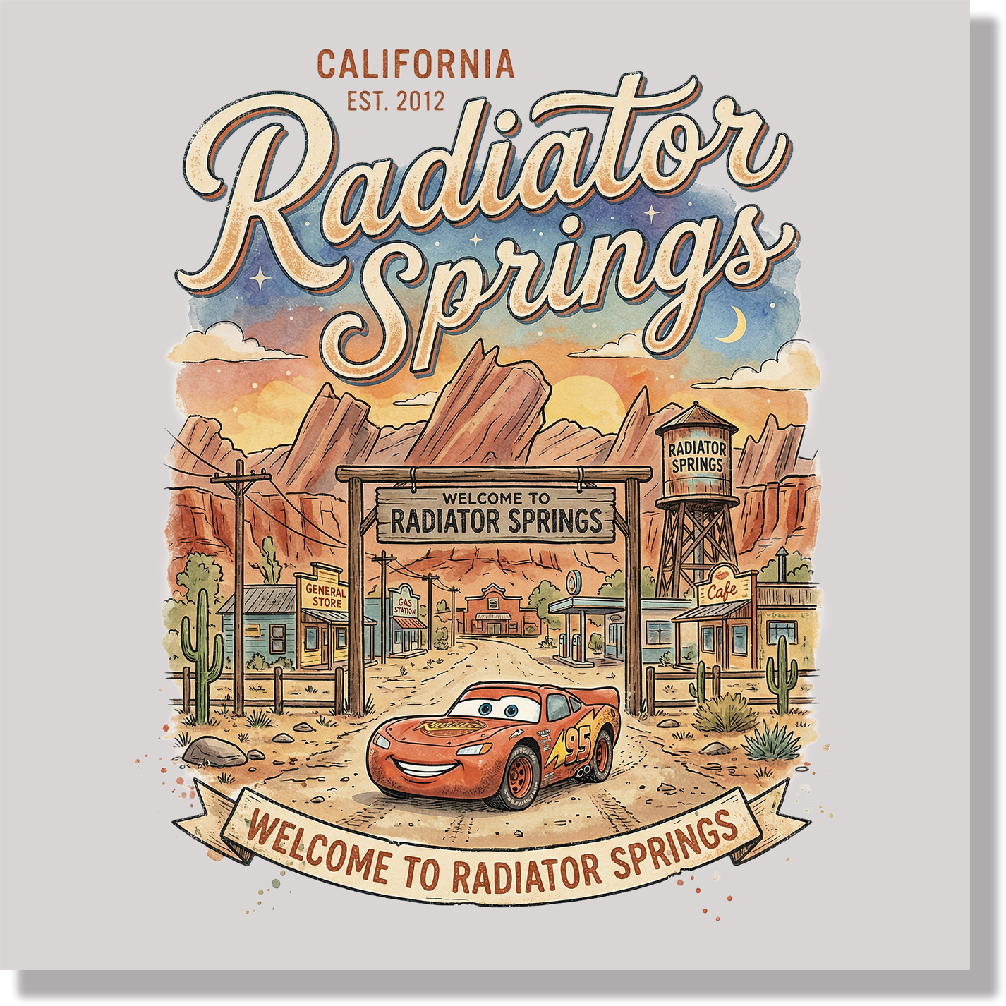 Cali Est. 2012 Radiator Springs DTF Transfer