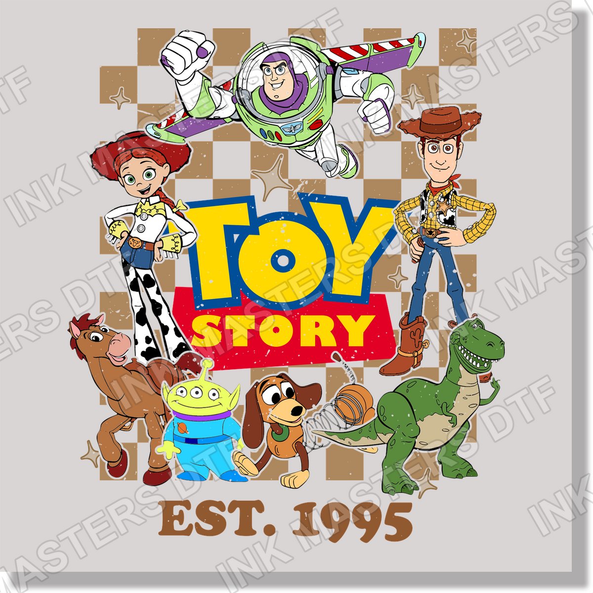 Checkered Toy Story DTF Transfer