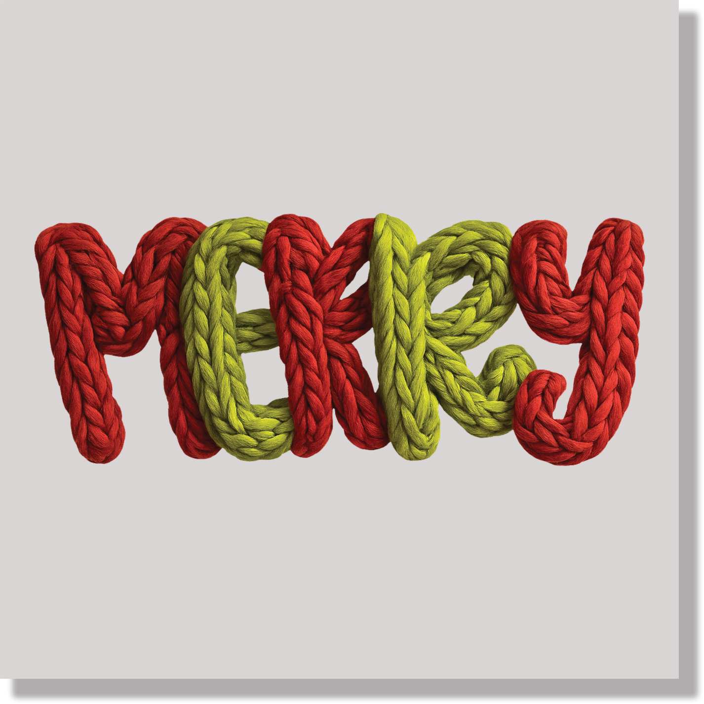 Christmas Faux Crochet Red And Green Merry  DTF Transfer
