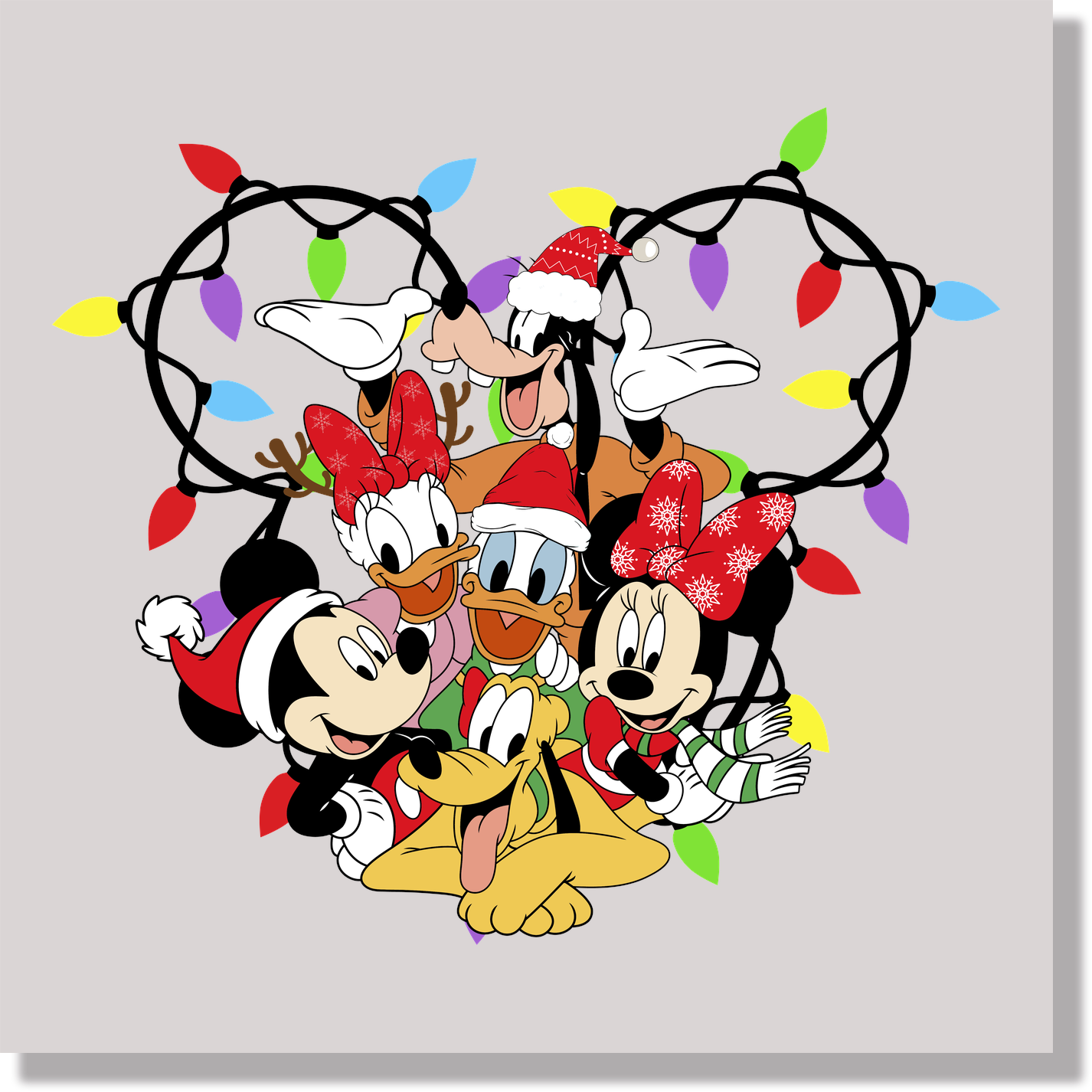 Christmas Light Mickey Head  DTF Transfer