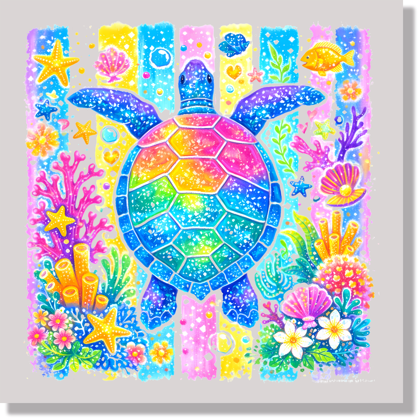 Colorful Sea Turtle DTF Transfer