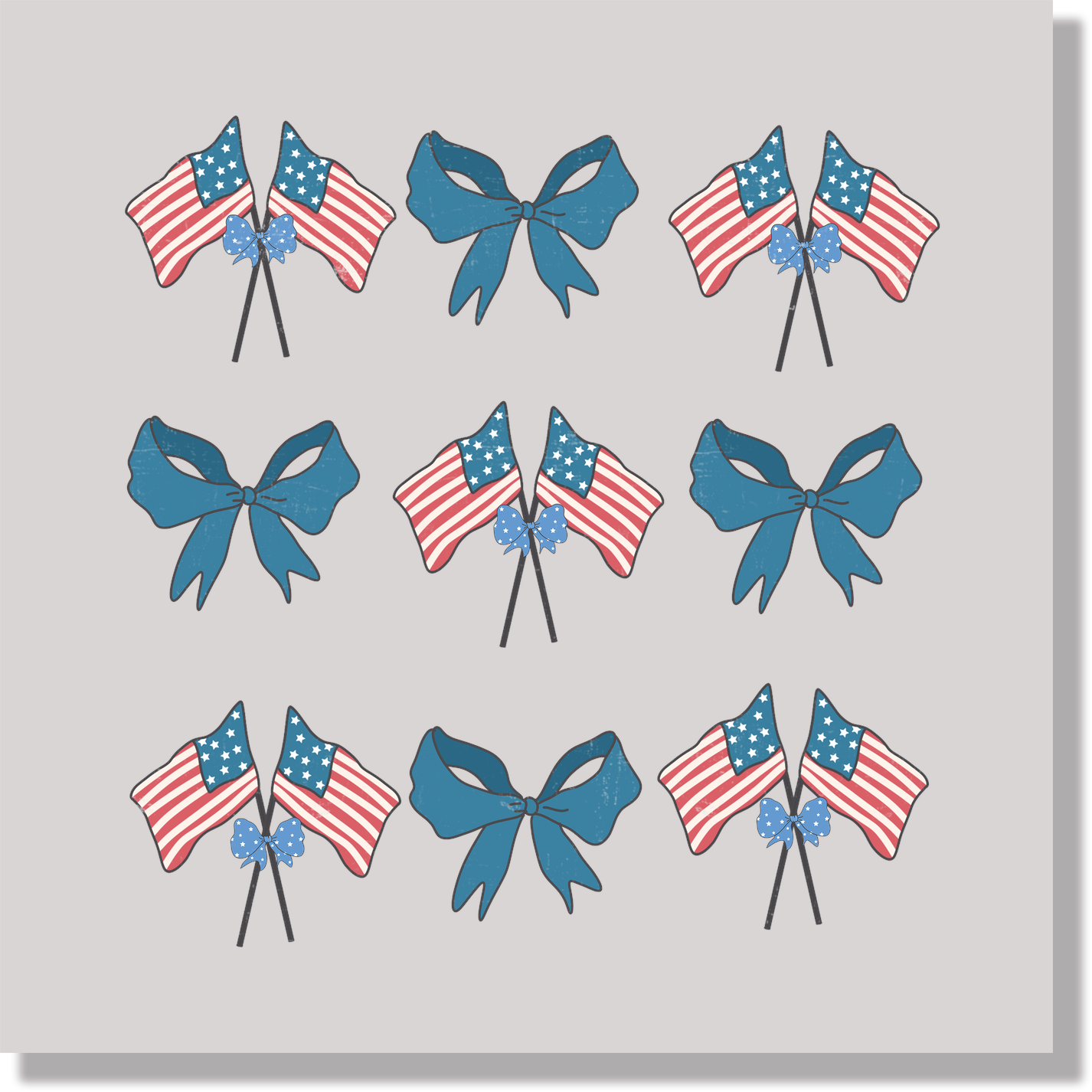 Coquette Fourth Of July American Flags And Bows 4th of July & Patriotic DTF Transfer