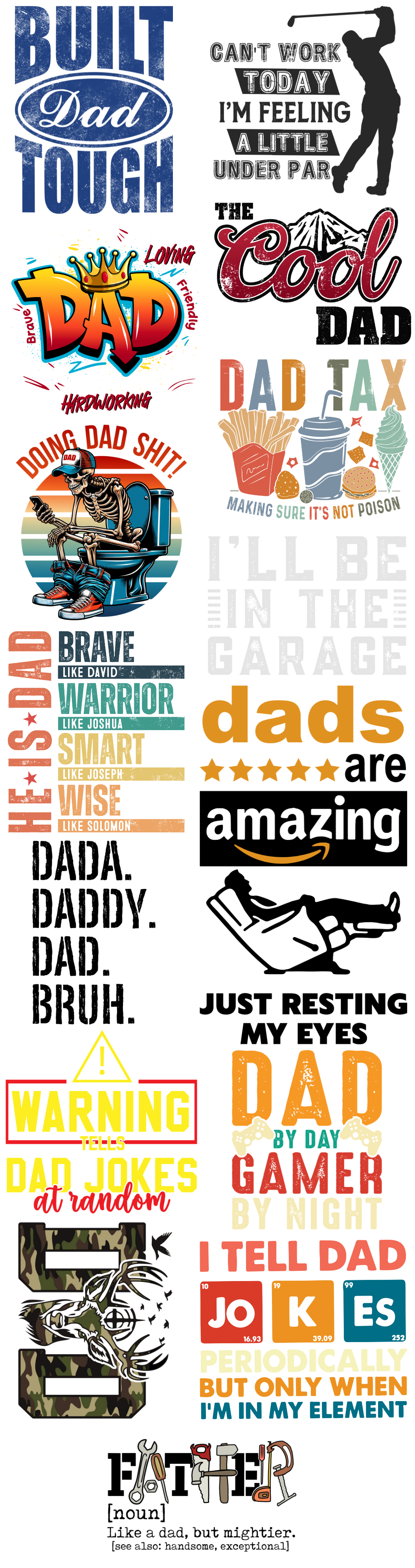 Pre-made 22x84 Dad Fathers Day DTF Gang Sheet - Ink Masters DTF