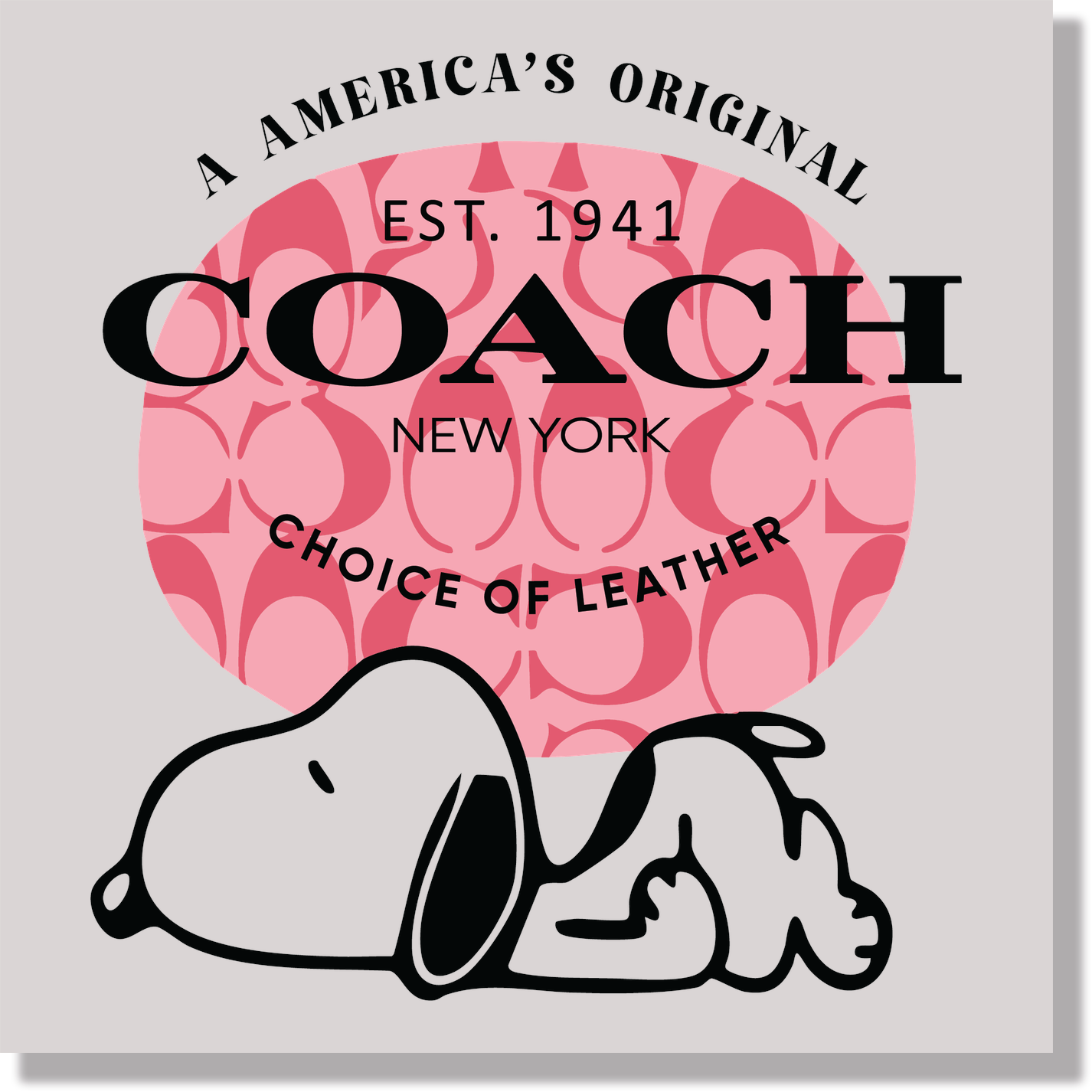 Designer Coach Pink Snoopy DTF Transfer