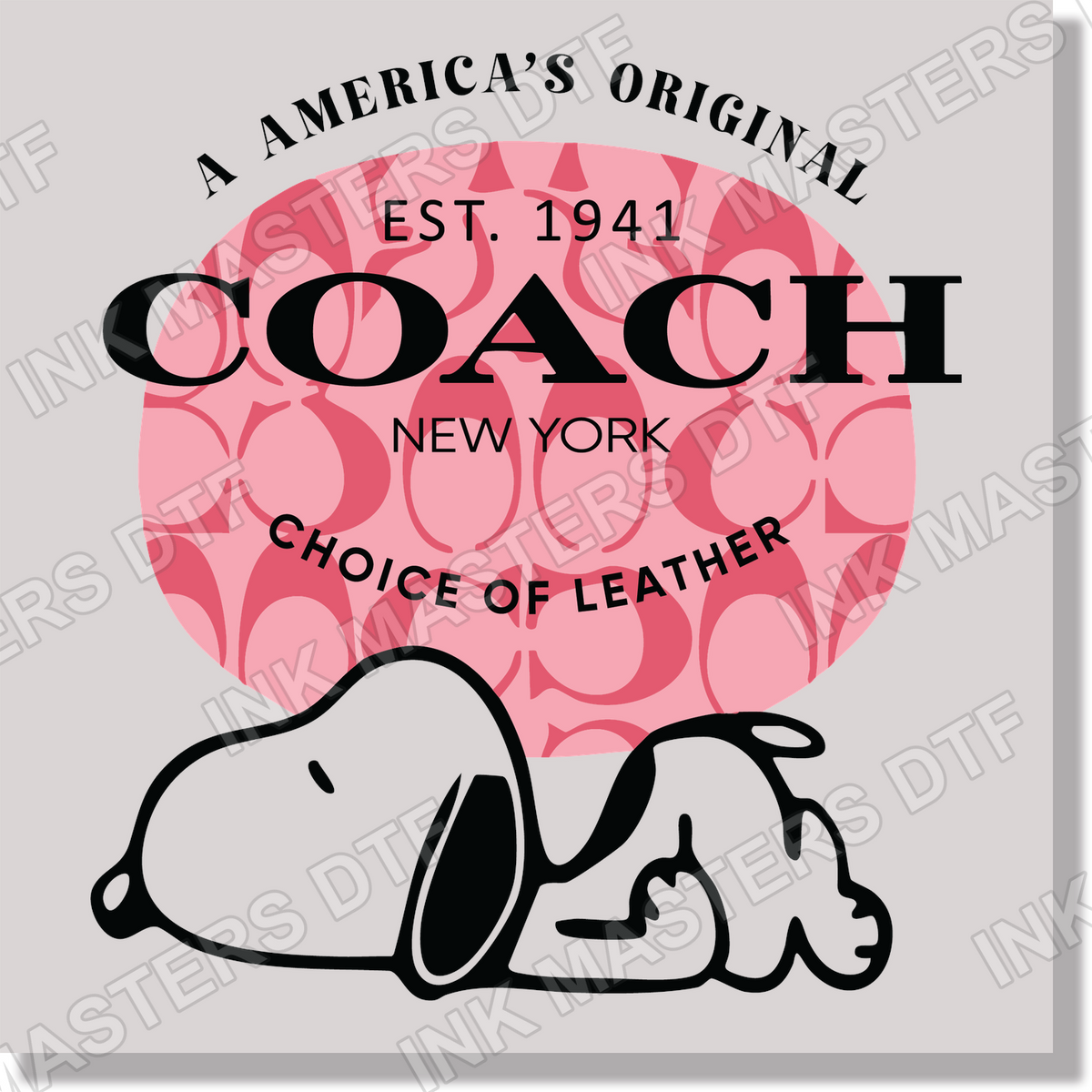 Designer Coach Pink Snoopy DTF Transfer