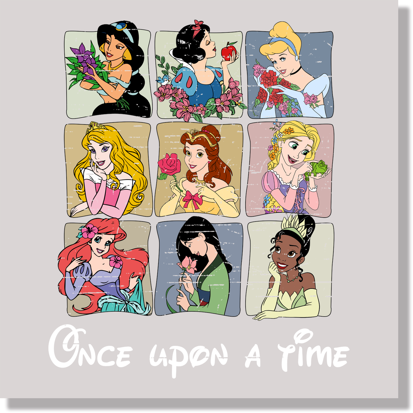 Disney Princess Color Blocks DTF Transfer