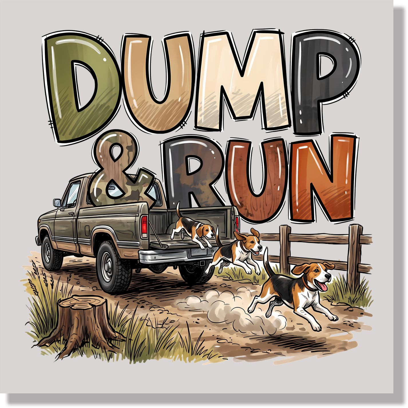 Dump & Run Beagles DTF Transfer