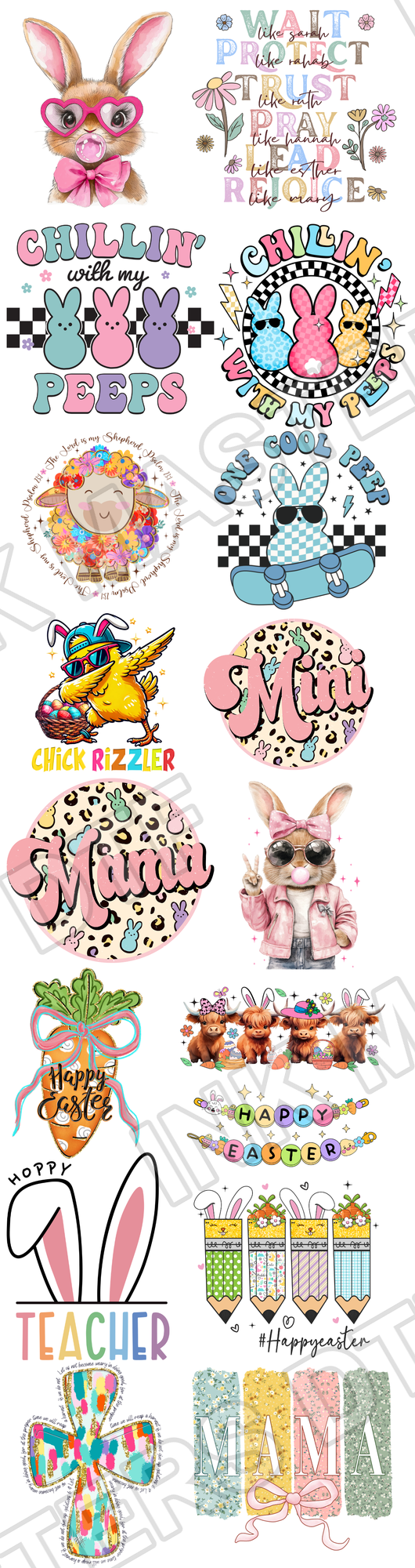 Pre-made 22x84 Easter DTF Gang Sheet - Ink Masters DTF