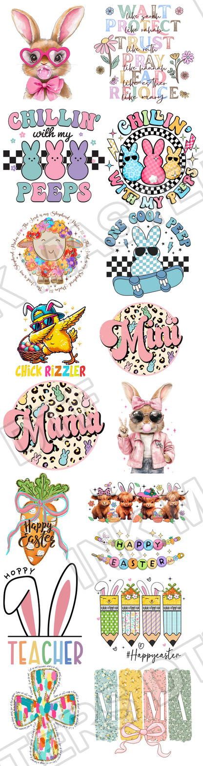 Pre-made 22x84 Easter DTF Gang Sheet - Ink Masters DTF
