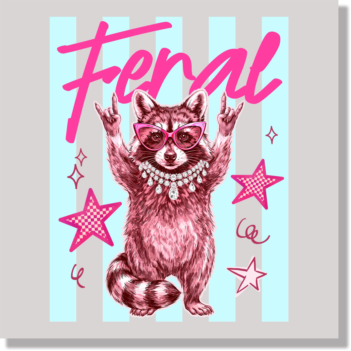 Feral Raccoon Funny  DTF Transfer