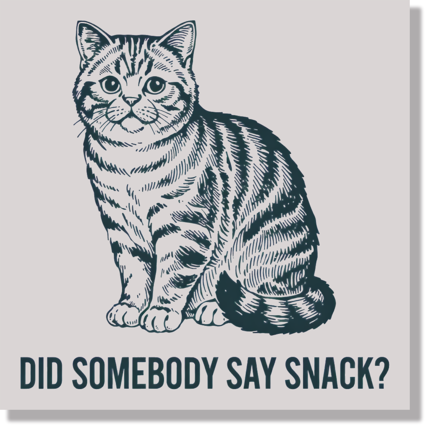 Funny Fat Cat Did Somebody Say Snack  DTF Transfer