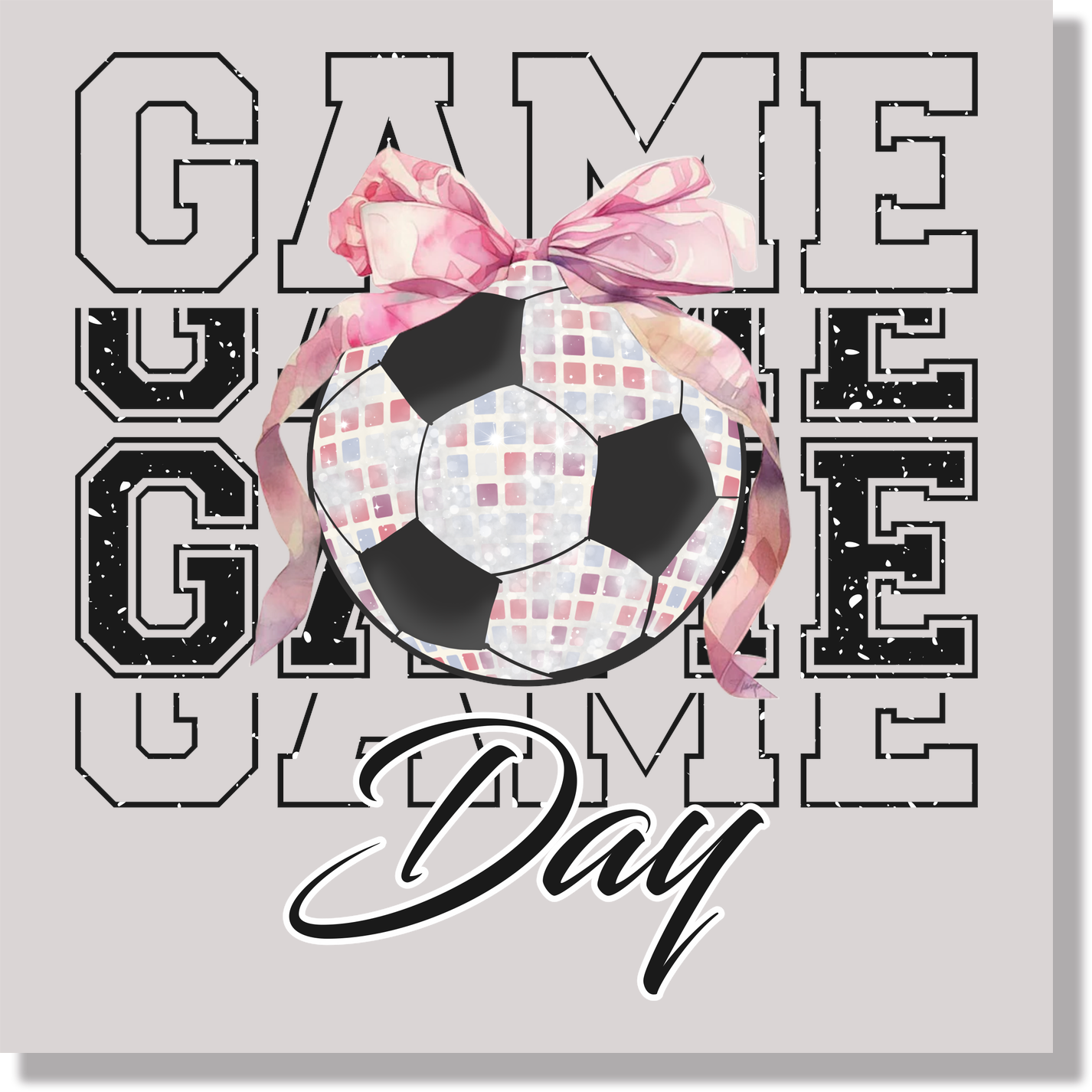 Game Day Disco Pink Soccer Ball DTF Transfer