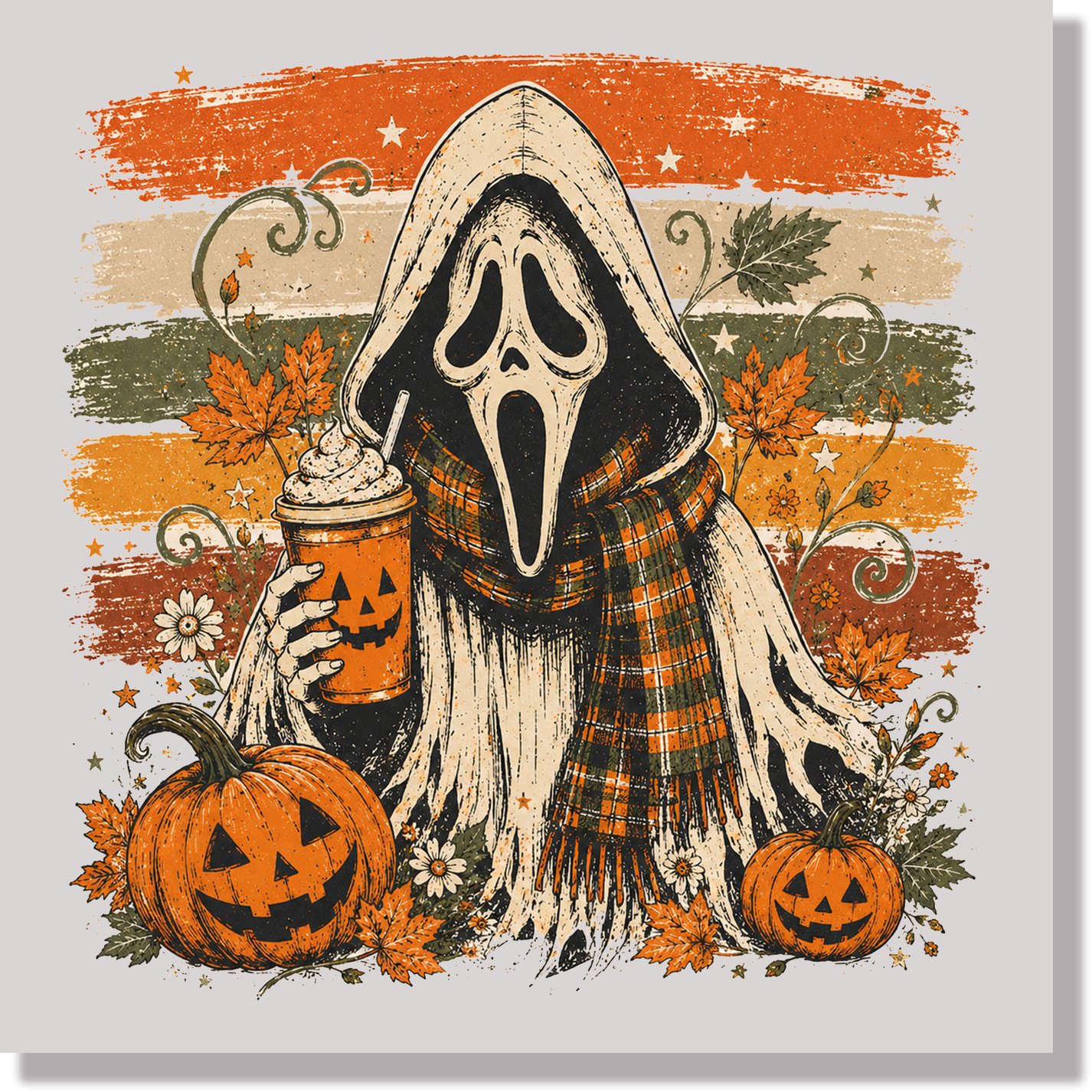 Ghostface Holding Coffee  DTF Transfer